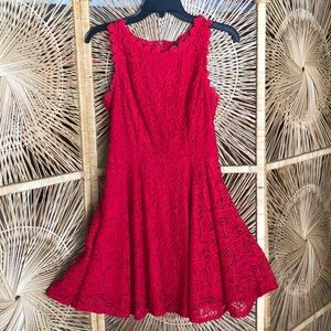 City Studio Red Lace Fit and Flare Dress